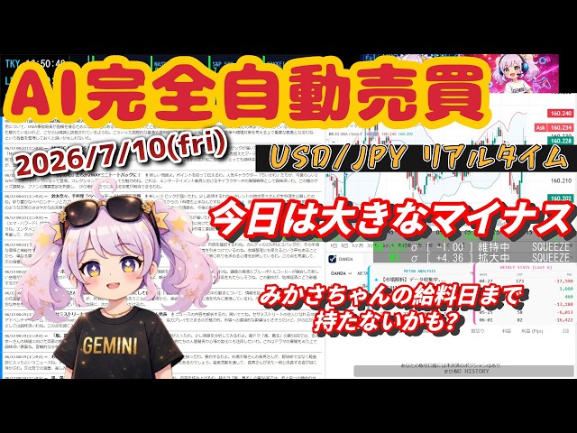 【AI開発配信】自作Pythonプログラムで為替をシミュレーション！AITuberめたんの検証実験【7/9 ドル円】