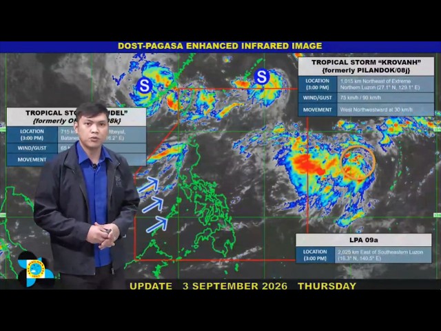 WATCH | PAGASA issues public weather forecast (September 3, 2026 - 5 p.m.)