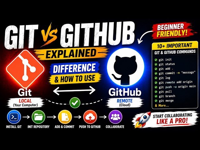 Git vs GitHub Explained | Beginner Tutorial with Commands