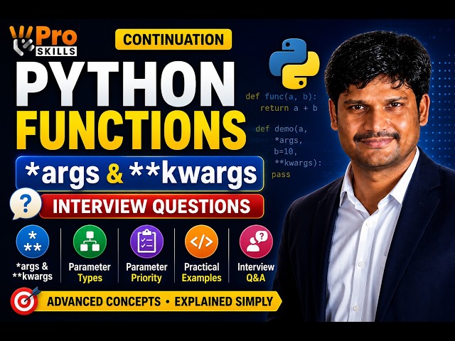 **Python Functions Advanced | *args, kwargs, Parameter Types & Interview Questions | Python Tutorial