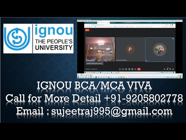 IGNOU BCA/MCA VIVA LIVE MCSP60/BCSP64/MCS44