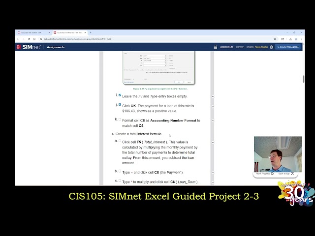 CIS105: 3/5/26: SIMnet Excel Guided Project 2-3