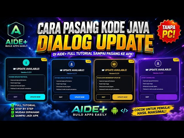 How to Implement the Update Dialog Java Code in AIDE+ | Full Tutorial: From Code to APK