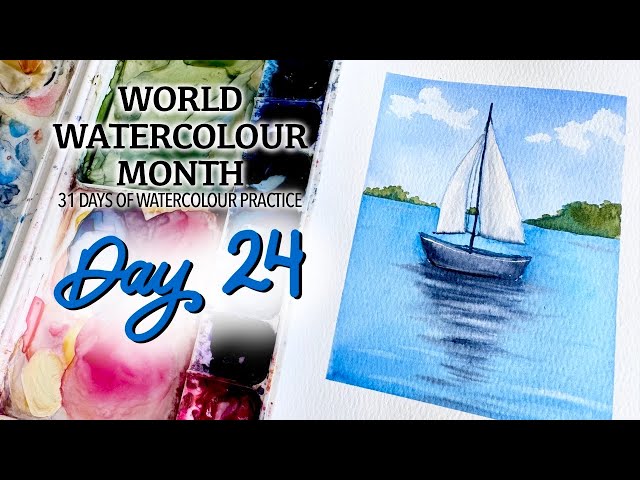 Tutorial de acuarela de un velero: Pintando reflejos en el agua - Día 24 del Mes Mundial de la Ac...