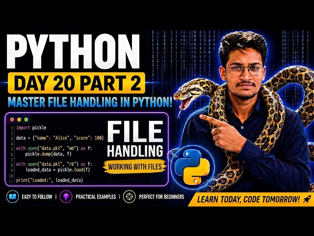 Last Day 20 (Part 2) | File Handling (With, pickle and etc) full Explanation 🤩|#CodeByArif #python