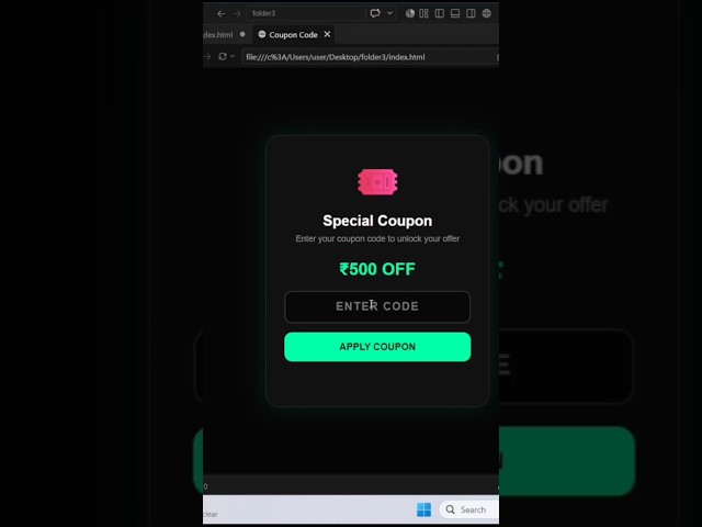I Built a ₹500 OFF Coupon Website 😱🔥 | HTML CSS JavaScript