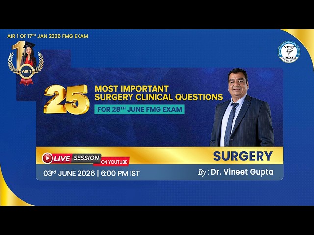 🚨 MIST bring 25 Most Important Questions from Surgery on 3rd June 2026 for 28th June 2026 FMG Exam