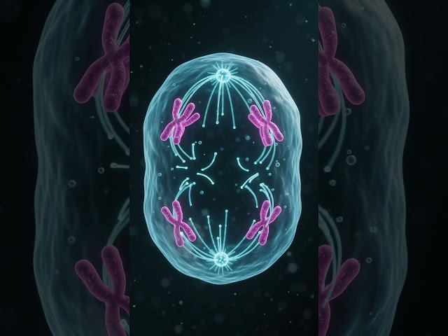 3D medical animation of a eukaryotic animal cell undergoing mitosis in microscopic #3danimation