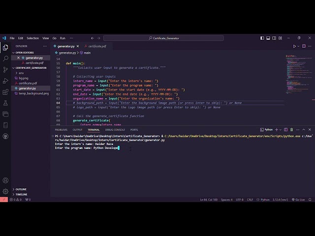 Automated Certificate Generation System in Python | Step-by-Step Certificate Generator Tutorial