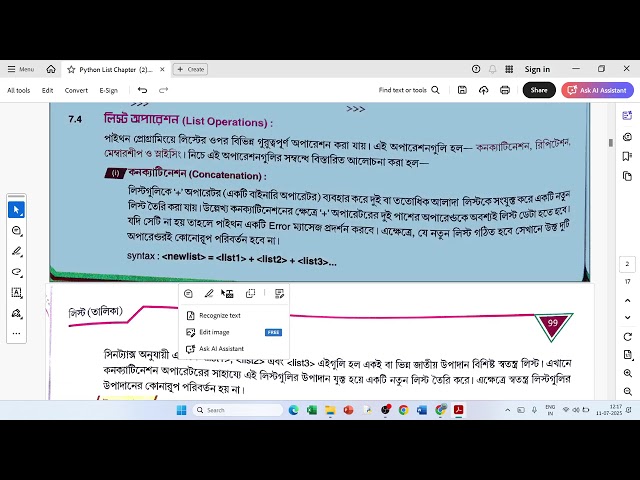 List Chapter Python language Class 12 Wbchse Computer Science / Computer Application