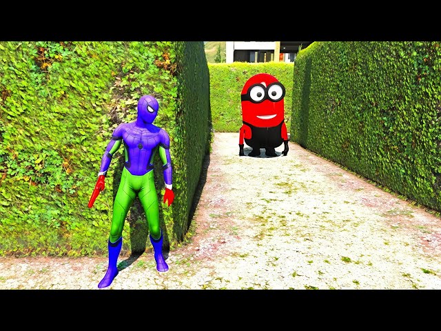 GTA 5 Epic Ragdolls RED SPIDERMAN VS RED MINION VS GREEN MINION (Euphoria Physics & Funny Fails)#20