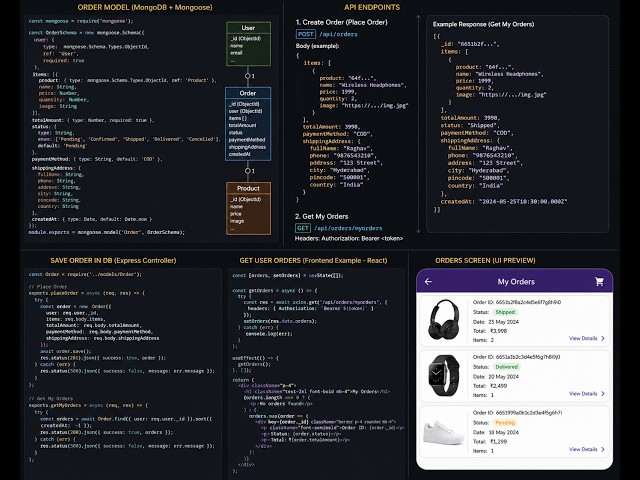 React + Node.js Order System | MongoDB Order Model & Orders Screen
