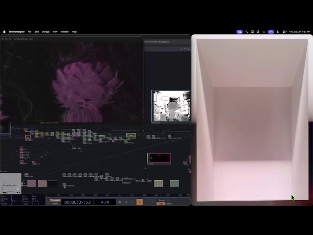 Live feed - Kinect Particles v4: motion-gated GPU particles — TouchDesigner POPs (open source soon)