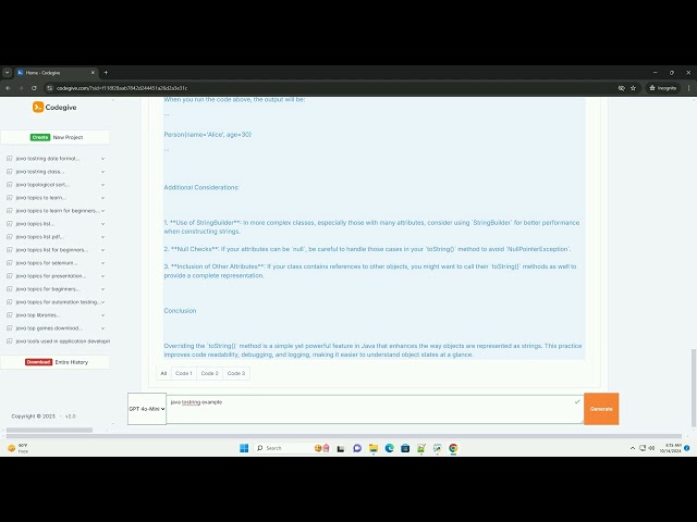 java tostring example