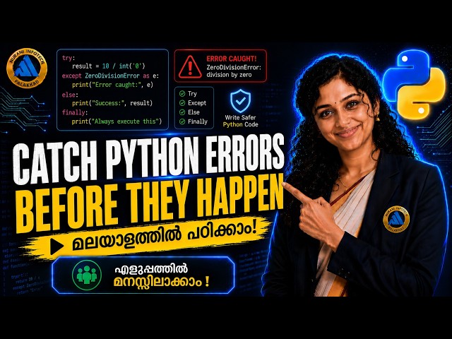Python Programming #21: Exception Handling | Free Malayalam Course (BTech, CBSE, BSc, MCA, MSc)