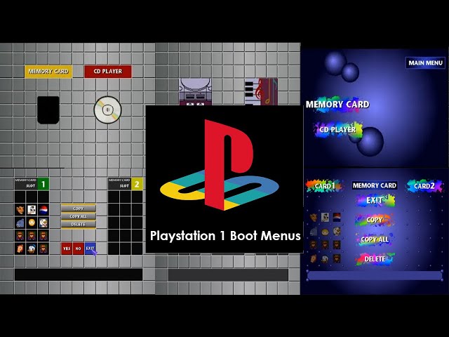 Playstation 1 - All 3 Boot Menus (+ color variations!)