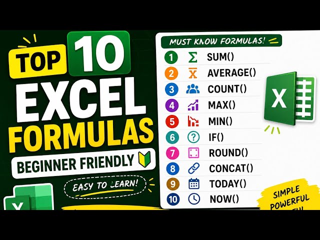 🚀 Top 10 Excel Formulas Everyone Must Know | Beginner friendly  | Tamil