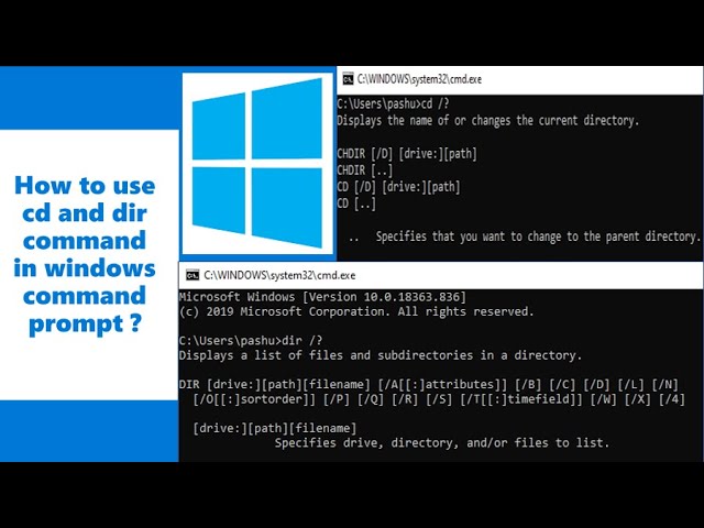 How to use cd and dir command in windows command prompt ?