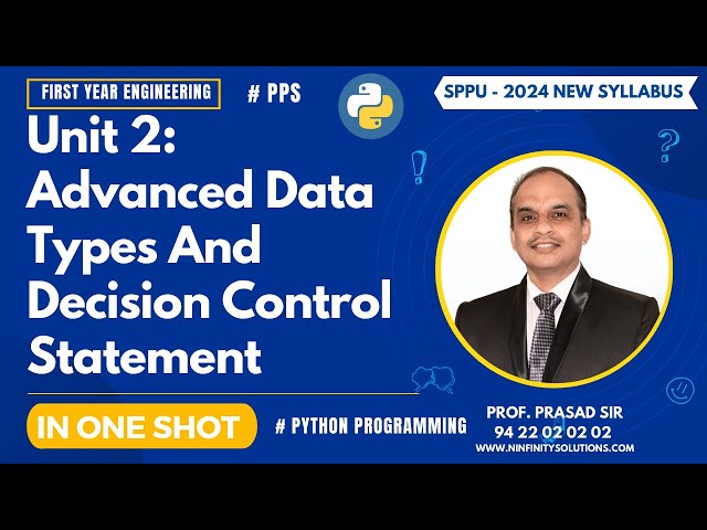 SPPU's FE - PPS | Complete Unit 2 in One Shot | Advanced Data Types And Decision Control Statement