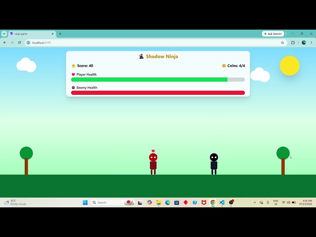 Building My First React JS Game | Shadow Ninja | React + Tailwind CSS