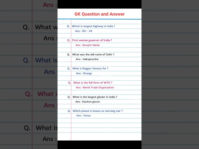 GK questions and answers | General knowledge #gkquestion #knowledge #glacier #trade #organization