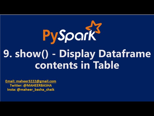 9. show() in Pyspark to display Dataframe contents in Table | Azure Databricks | Azure Synapse
