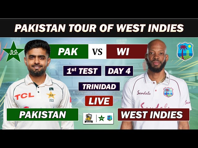 PAKISTAN vs WEST INDIES 1st TEST MATCH DAY 4 LIVE COMMENTARY | PAK VS WI LIVE | SESSION 1 PAK
