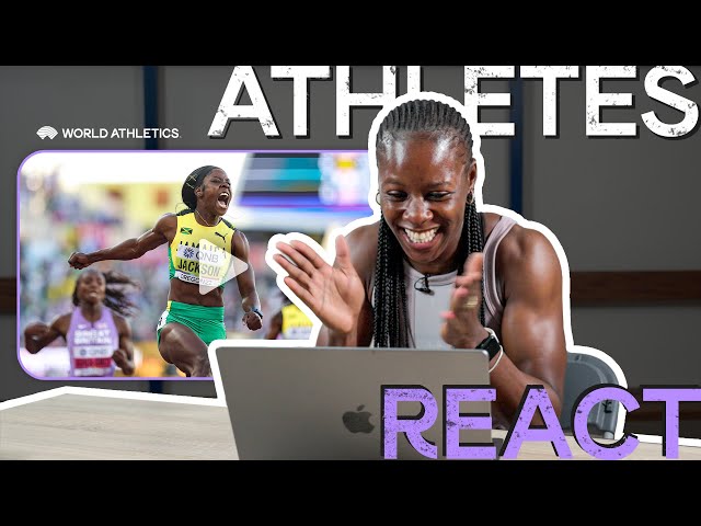 Jamaica's 🇯🇲 Shericka Jackson reacts to record-breaking 200m gold 🔥 | Athletes React