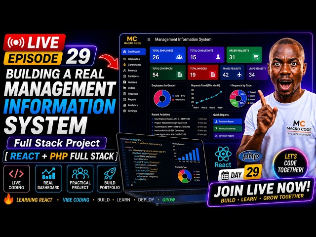 DAY 29 🔴 LIVE: Building a Real Management Information System with React + PHP | Vibe Coding 🚀