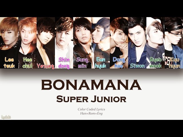 Super Junior (슈퍼주니어) – BONAMANA (미인아) (Color Coded Lyrics) [Han/Rom/Eng]
