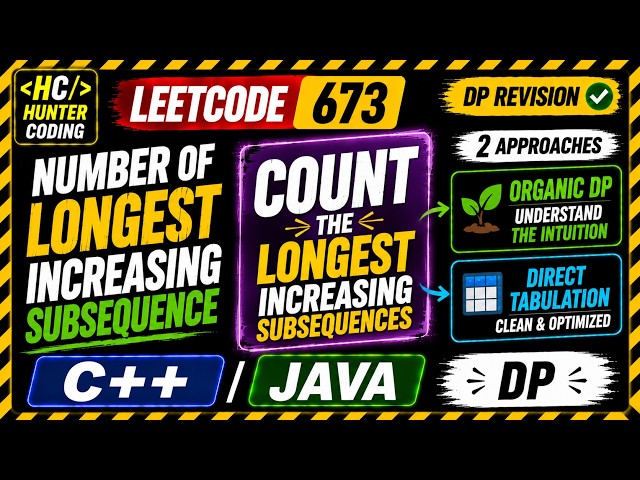 LeetCode 673 Revision | Number of Longest Increasing Subsequence | Organic DP + Tab | C++ & Java