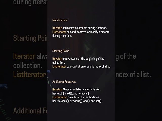 Iterator vs Listiterator #corejava #javaee #collection #iterator #list #java4quicklearning