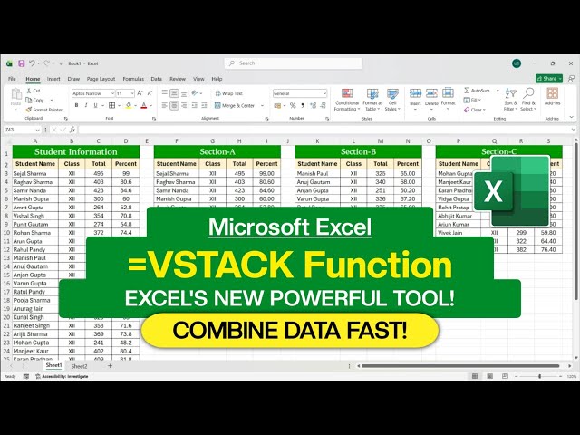 MS Excel - VSTACK Function | VSTACK Formula in Excel