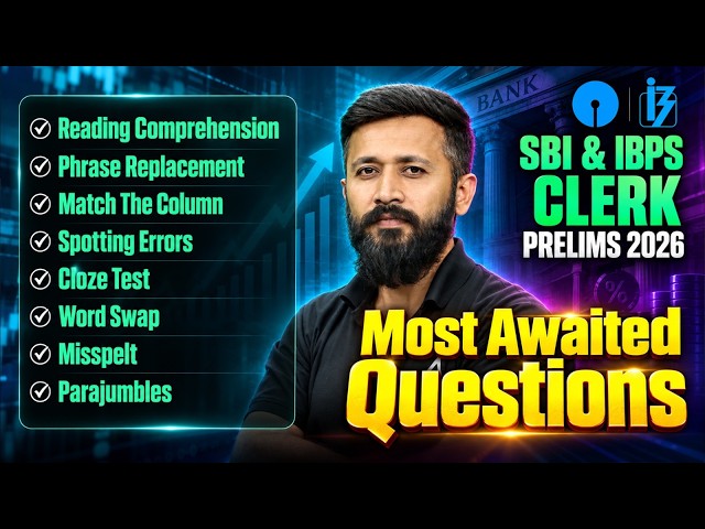 SBI Clerk & IBPS Clerk 2026 English Preparation | Most Expected Prelims Questions