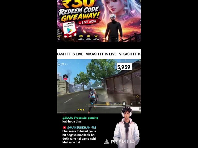 VIKASH is live free frie redeem code custom 🤑