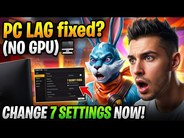 Free Fire PC LAG?— Try These 7 Settings Right Now! (NO Graphics Card)💻😱
