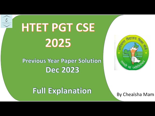 HTET PGT Computer Dec 2023 Solved Question Paper | HTET Computer PYQs |HTET CSE Previous year Paper
