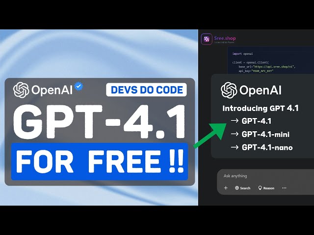 How to get GPT 4.1, GPT 4.1 mini & Claude 3.7 Sonnet API for FREE || Sree.Shop || DevsDoCode