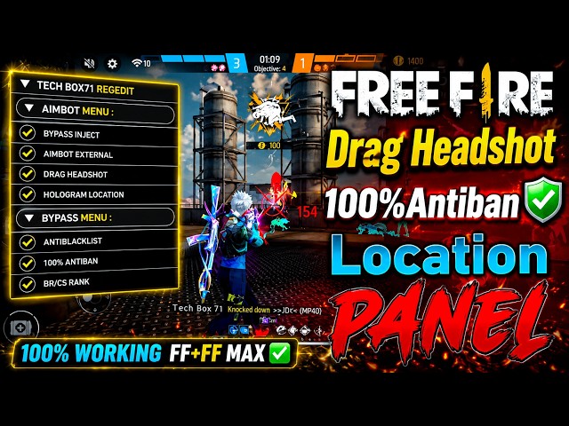 Free Fire Headshot + LOCATION PANEL🔥OB54 Update Hack🎡100% Rank Working AIMBOT+HOLOGRAM🎮New Injector