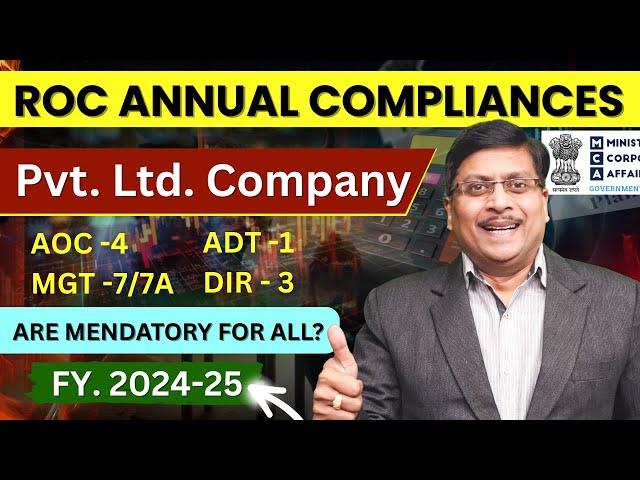 ROC Annual Compliances FY 2024-25 | Legal Compliances for Pvt Ltd Co. | ROC Compliances for Pvt Ltd