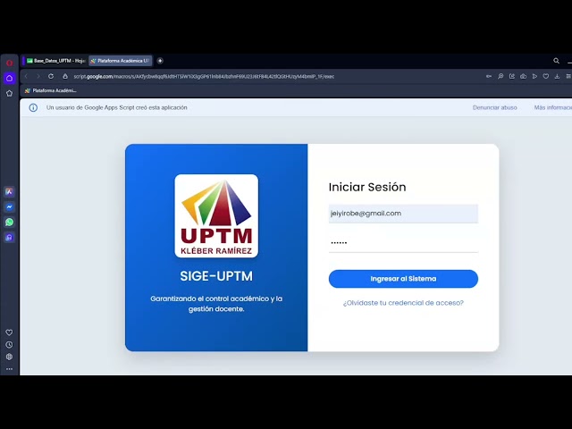 creando SIGE-UPTM con Google Apps Script y Sheets
