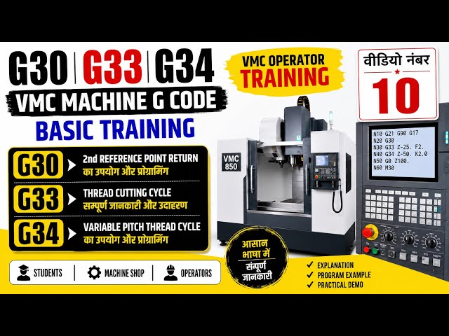VMC Machine G-Code Basic Training | G30 G33 G34 | VMC Machine Program Code | VMC Operator Training