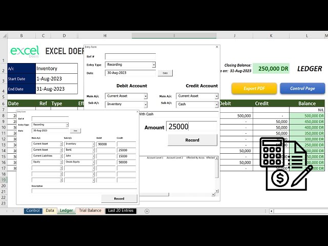Best Excel Accounting Software with Journal Entry, Ledger Running Balances, Trial Balance automation