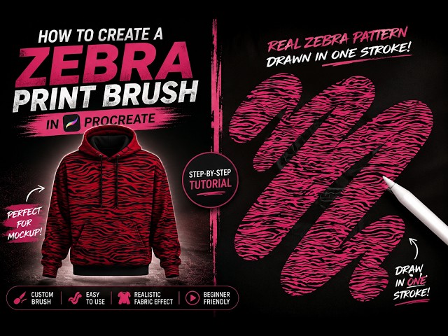 How to Create a Zebra Print Brush in Procreate 🦓 | One-Stroke Pattern & Mockup Tutorial