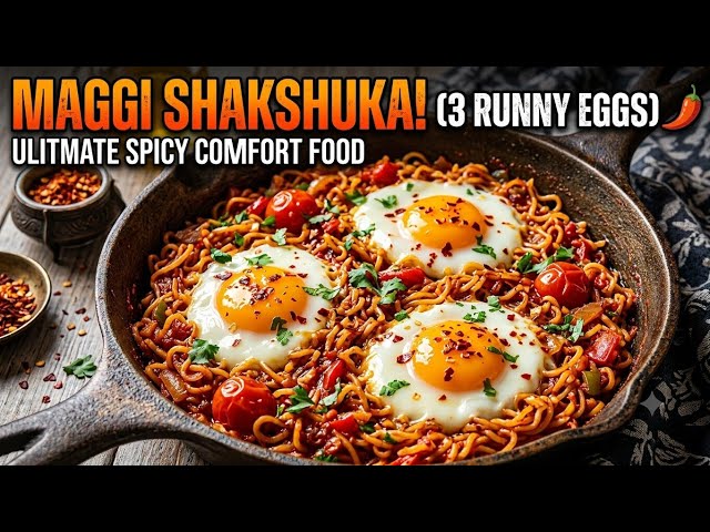 Onal 2 ingredients aur 10 min me banaye restaurant style desi maggi Shakshuka recipe 🔥😋#maggi #food 