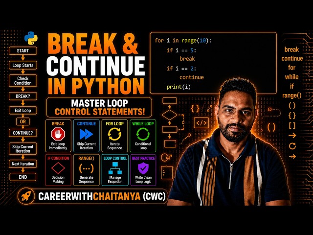 Break & Continue Statements in Python | Complete Beginner Tutorial