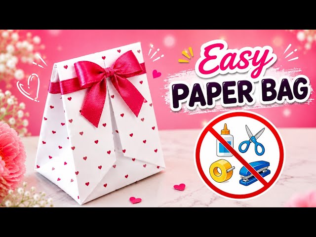 How to Make Paper Bag Without Glue | Origami Paper Bag | No Glue Paper Box | Gift Bag Craft