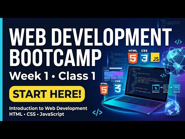 Web Development Bootcamp | Week-1 | Class-1 | HTML, CSS, JS | Client, Server | Frontend & Backend