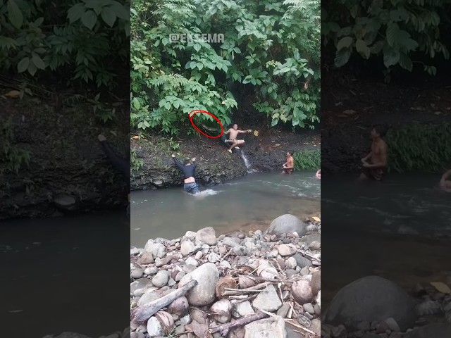 Almost Bitten by a Python While Bathing in the River! 😱🐍 #shorts #snake