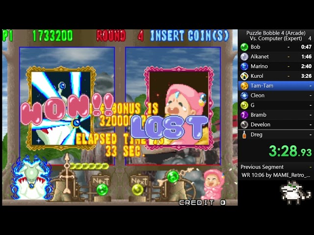 Puzzle Bobble 4 (Arcade) Vs. Computer (Expert) 8:40 [Current WR]